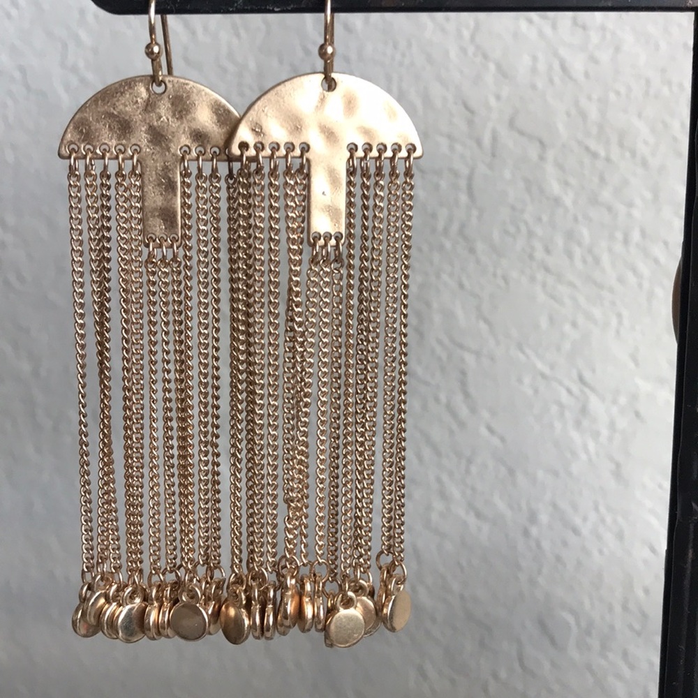 Gold chain earrings